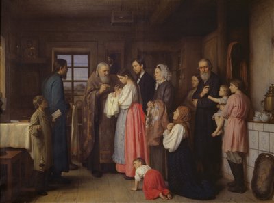 Le baptême, 1873 - Akim Egorovich Karneev