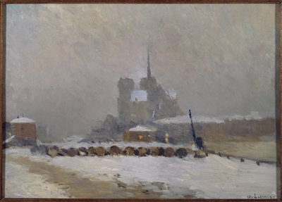 Notre-Dame de Paris, effet de neige, soir - Albert Charles Lebourg
