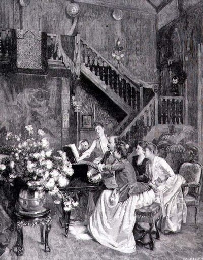 Étudier la musique (gravure) - Albert (after) Aublet