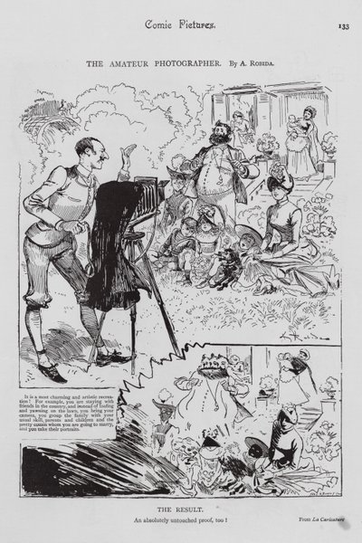 Famille posant pour un photographe amateur (gravure) - Albert (after) Robida