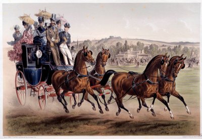 Diligence, le retour des courses. Gravure par Albert Adam (1833-?) 19ème siècle - Albert Adam