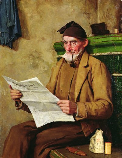 Vieux Feissli lisant le journal - Albert Anker