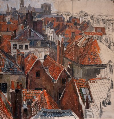 Les toits de Gand (version inachevée), c.1920-22 - Albert Baertsoen