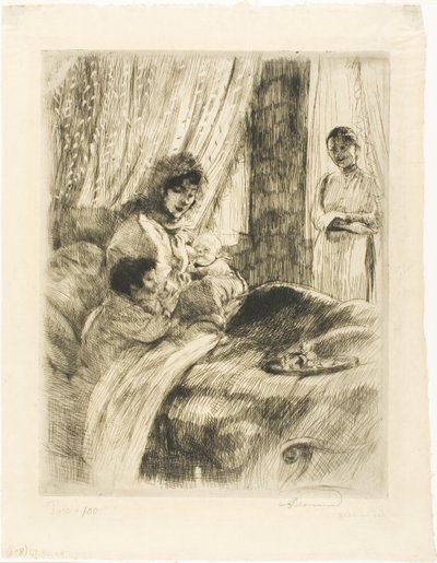 Petit déjeuner, assiette quatre de la femme - Albert Besnard