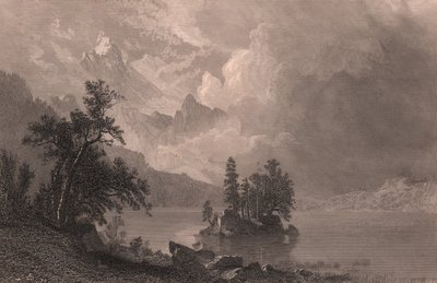 Vue du lac Esther, Sierra Nevada, Californie, États-Unis, gravure sur acier par Robert Hinshelwood (1812-après 1875) d