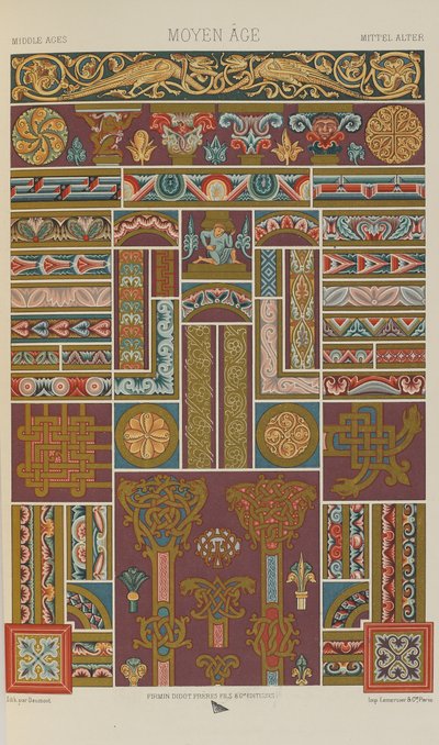 Moyen Âge, planche 40 de Ornement Polychromatique : Cent Planches en Or, Argent et Couleurs, 1873 - Albert Charles August Racinet