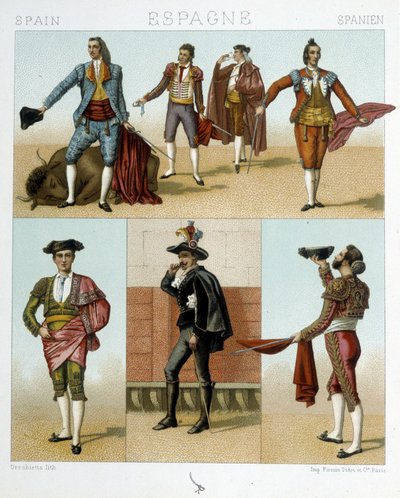 Costume de toréador en Espagne - dans « Le costume ancien et historique » par Racinet - Albert Charles August Racinet