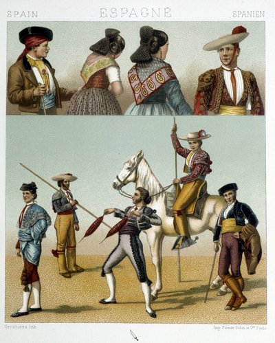 Costume de toréador en Espagne - dans « Le vieux et historique costume » de Racinet - Albert Charles August Racinet
