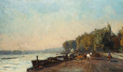 Sur le pont à Suresnes en automne - Albert Charles Lebourg