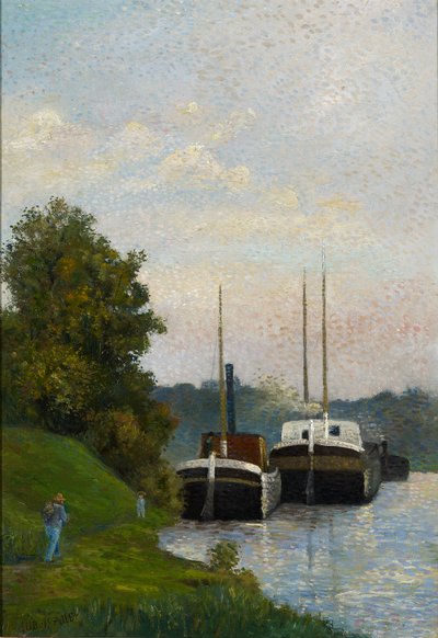 Péniches sur la Seine - Albert Dubois Pillet