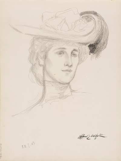 Femme au chapeau (Mme Flore Deschamps ) - Albert Edelfelt