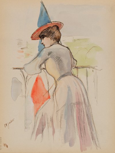 Femme sur le balcon - Albert Edelfelt