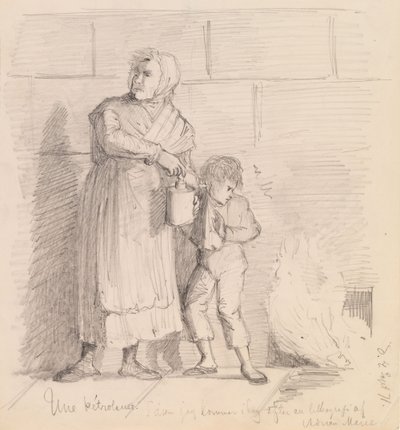 Une Pétroleuse, sketch after a lithograph by Adrien Marie - Albert Edelfelt