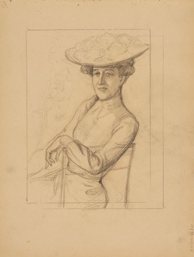 Femme assise avec un chapeau - Albert Edelfelt