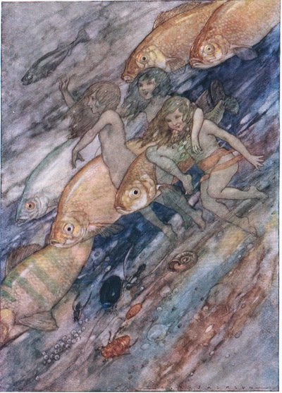 Vers la mer, vers la mer, de The Water Babies publié par Humphrey Milford Oxford University Press, vers 1930 (lithographie en couleur) - Albert Edward Jackson