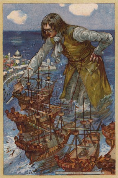 Gulliver capture la flotte des Blefuscudiens - Albert Edward Jackson