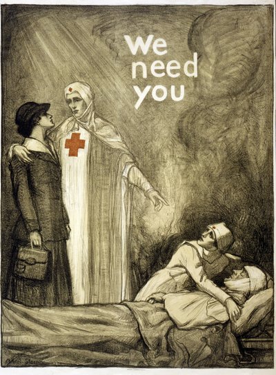 Affiche de recrutement de la Croix-Rouge, "Nous avons besoin de vous", pub. 1918 - Albert Edward Sterner