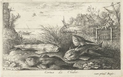 Quatre poissons sur une rive - Albert Flamen