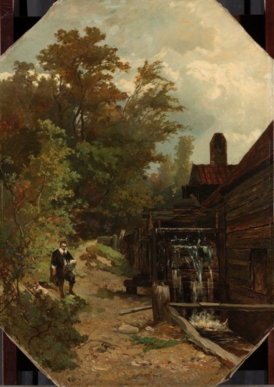 Jacob van Ruisdael dessinant un moulin à eau - Albert Gerard Bilders