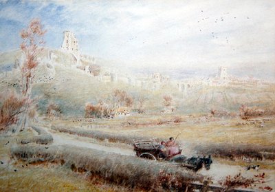 Cheval et charrette, Château de Corfe - Albert Goodwin
