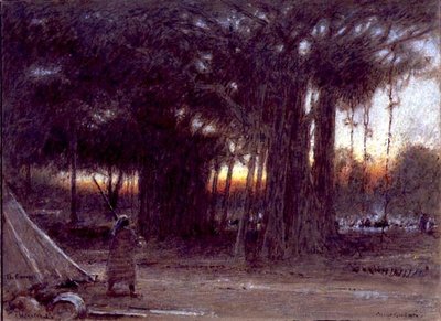 Les arbres banyans et le sentinelle - Albert Goodwin