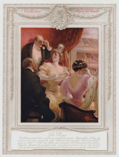 Belle Époque Paris, Dame à la mode dans une loge au théâtre - Albert Guillaume