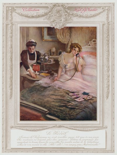Belle Époque Paris, dame à la mode se réveillant - Albert Guillaume