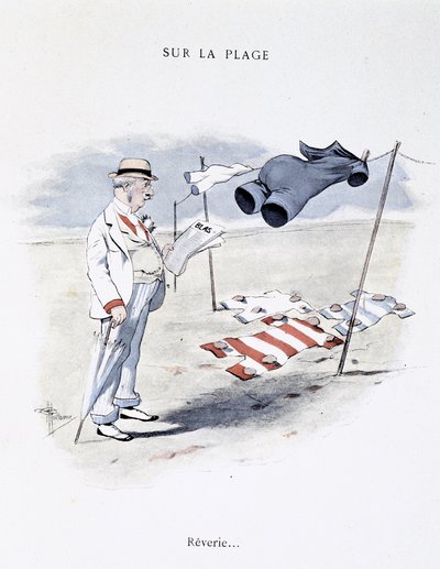 Caricature sur les loisirs à la plage dans «Étoile de mer» par Guillaume 1900 - Albert Guillaume