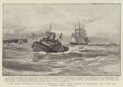 Un nouveau mouvement social en Australie, émigrants quittant le port de Sydney à bord du barque Royal Tar pour le Paraguay, Amérique du Sud - Albert Henry Fullwood