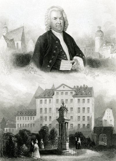 Portrait de Johann Sebastian Bach (1685-1750) et monument - Albert Henry Payne