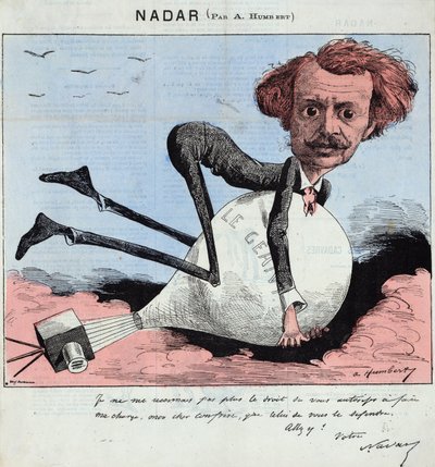 Caricature représentant Nadar et son ballon, vers 1863 (lithographie) - Albert Humbert