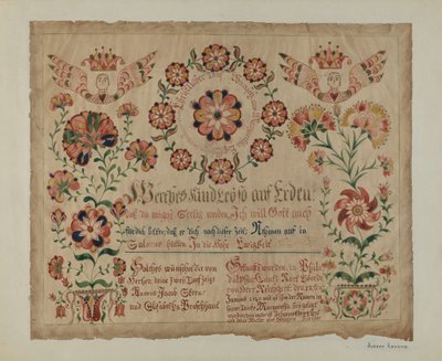 Certificat de naissance allemand de Pennsylvanie, vers 1940 - Albert J. Levone