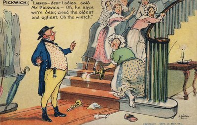 M. Pickwick offensant un groupe de femmes - Albert Jnr. Ludovici