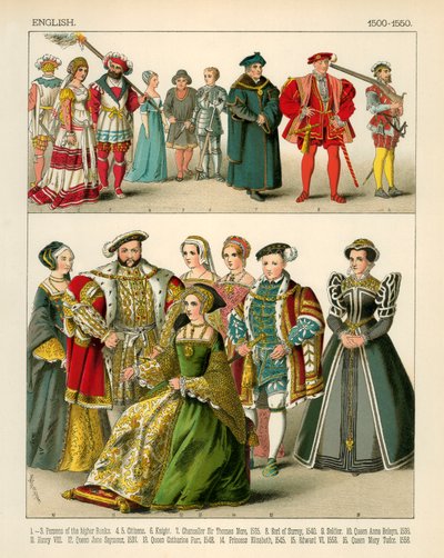 Costume anglais 1500-1550 - Albert Kretschmer