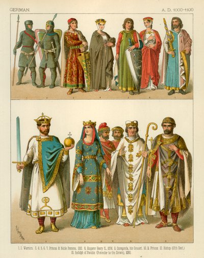 Costume allemand 1000-1100 AD - Albert Kretschmer