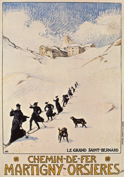 Affiche publicitaire pour le chemin de fer français de Martigny à Orsières, 1913 - Albert Muret