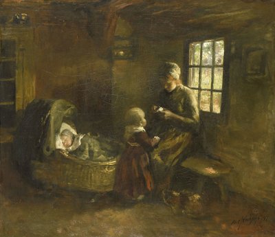 Près du berceau - Albert  Neuhuys