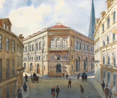 Portrait de la bourse de Riga en Lettonie. Aquarelle d
