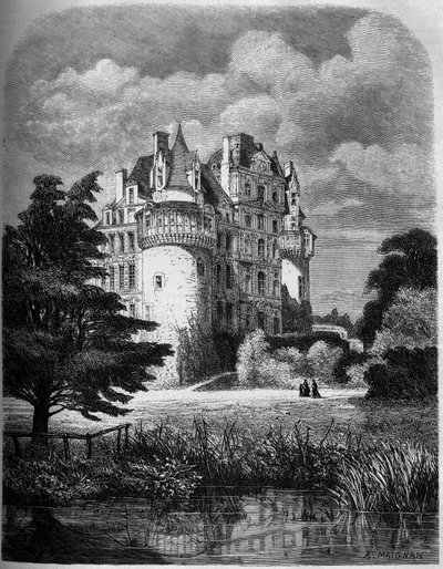 Château de la Loire : vue extérieure du Château de Brissac (architecture Renaissance) - Albert Pierre Rene Maignan