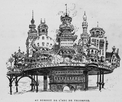 Gare centrale des avions à Notre-Dame - dans "Le 20e Siècle" par Robida - Albert Robida