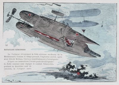 Un dirigeable : le Voltigeur 39 - dans « La guerre au XXe siècle » par Robida - Albert Robida