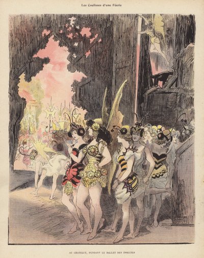 En coulisses pendant une production du Ballet des Insectes au Théâtre du Châtelet, Paris - Albert Robida