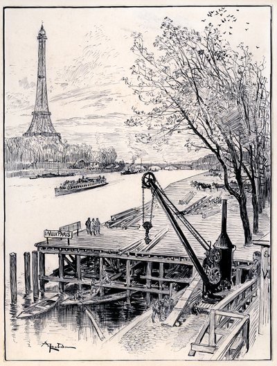 Début des travaux de reconstruction architecturale du vieux Paris médiéval, sur les rives de la Seine, pour l