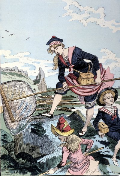 Pêche aux écrevisses en bord de mer - Albert Robida