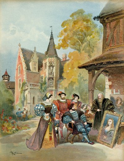 Le roi François Ier (1494-1547) achetant la Joconde à Léonard de Vinci (1452-1519), près du château royal d