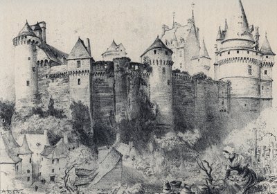 Le Château fort de Vitré en Ille-et-Vilaine - La vieille France - La Bretagne - texte, dessins et lithographies, par Albert Robida (1848-1926) fin XIXe siècle non daté - Albert Robida