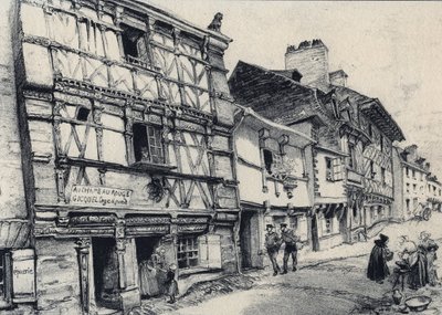 Rue Fardel à Saint-Brieuc - La vieille France - Bretagne - texte, dessins et lithographies, par Albert Robida (1848-1926) fin 19ème siècle - Albert Robida