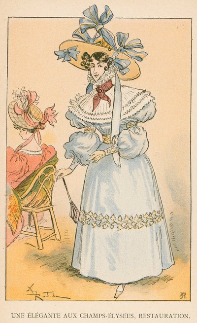 Une élégante aux Champs-Élysées, Restauration - Albert Robida