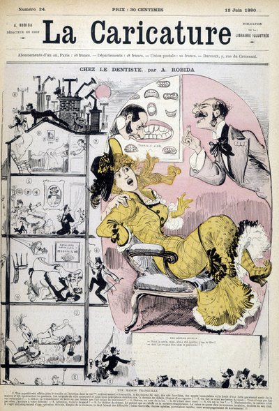 Femme chez le dentiste - dans « La caricature » du 12/06/1880 - Albert Robida