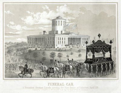 Char funèbre du président Abraham Lincoln passant devant le State House à Columbus, 29 avril, pub. 1865 - Albert Ruger